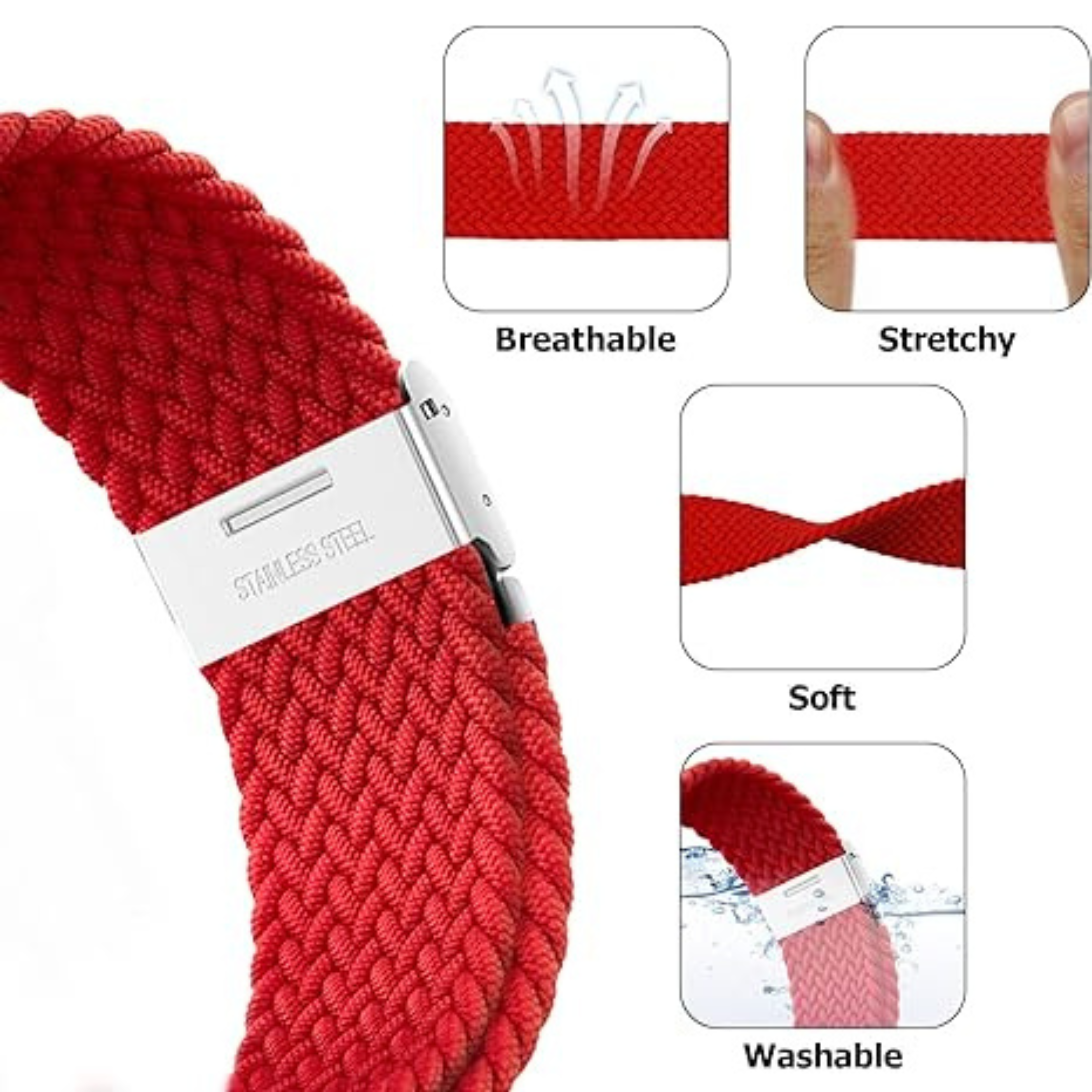 Pink and Blue Braided Nylon Watch Band