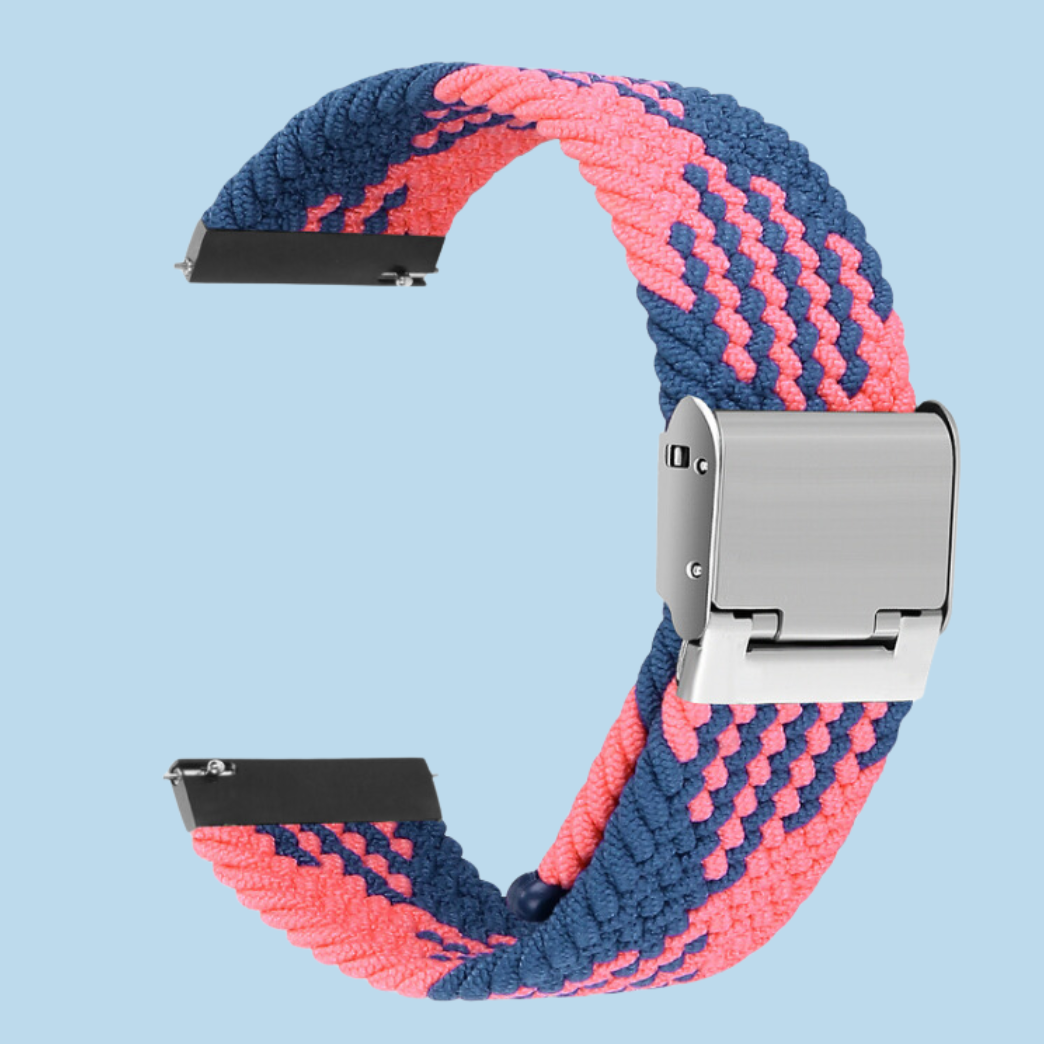 Pink and Blue Braided Nylon Watch Band