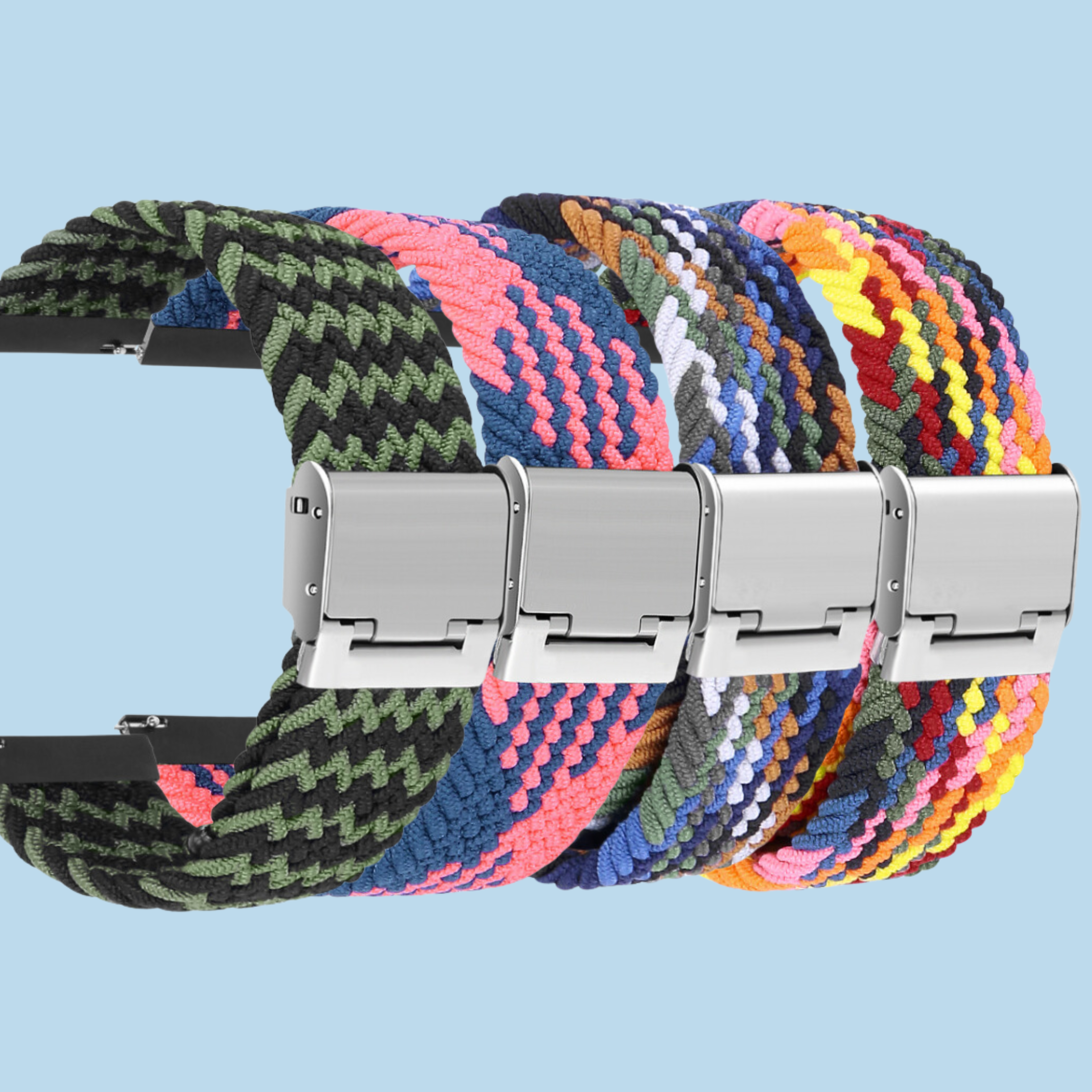 Pink and Blue Braided Nylon Watch Band
